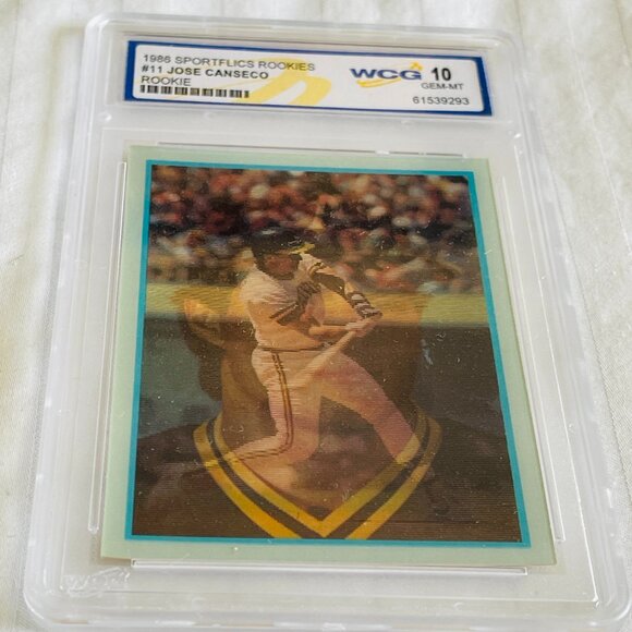 1986 SPORTSFLICS ROOKIES #11 JOSE CANSECO. ROOKIE WCG 10 GEM-MT. MINT CONDITION - Picture 3 of 7